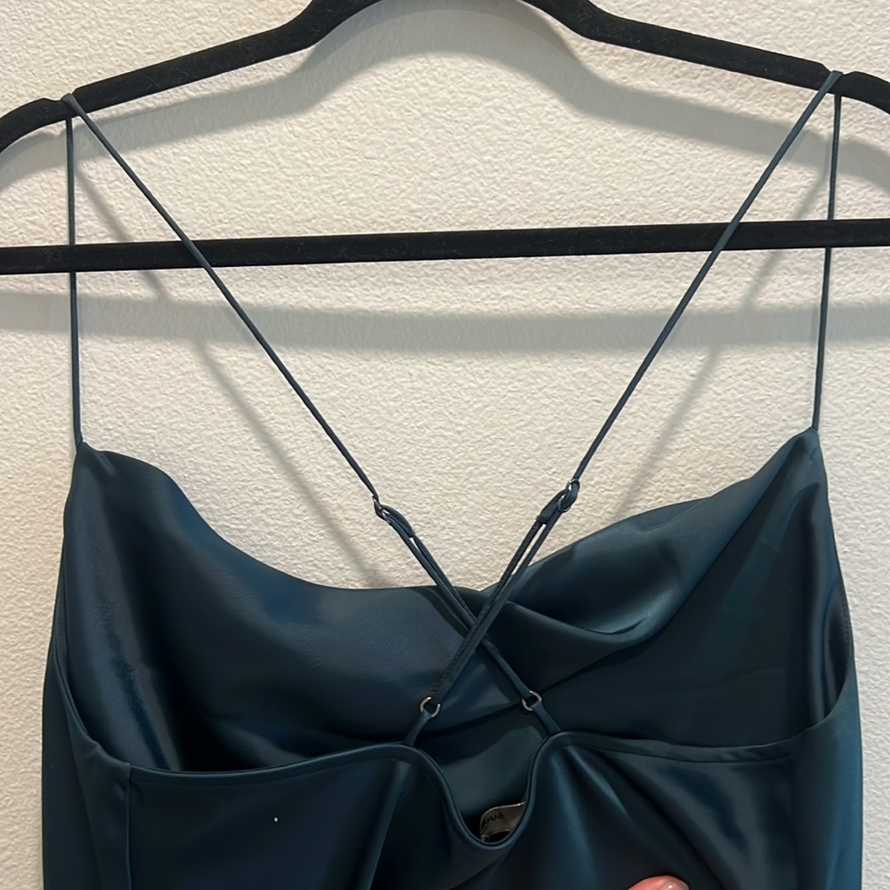 Banana Republic Dark Emerald Green Satin dress - Picture 3 of 4